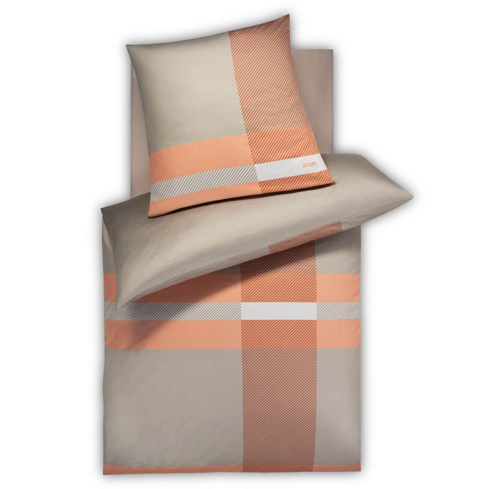 JOOP! Bettwäsche Modern 4104 8 Copper, Mako-Satin, 3 teilig, Kupfer, Gestreift, Logo