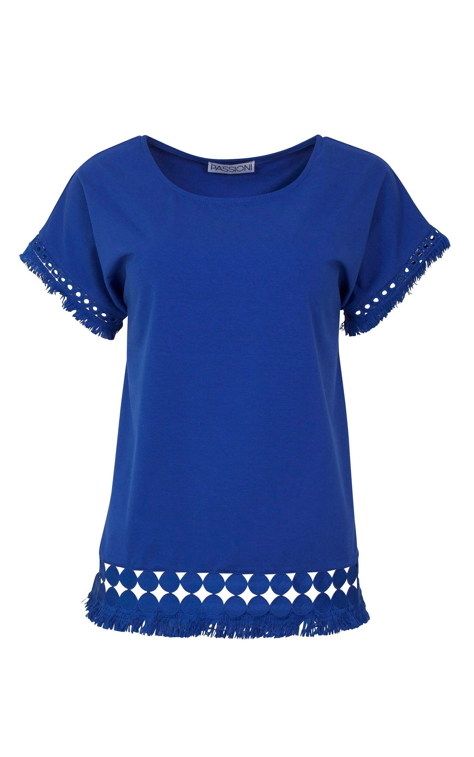 Passioni T-Shirt in Royalblau, mit Spitzen günstig online kaufen