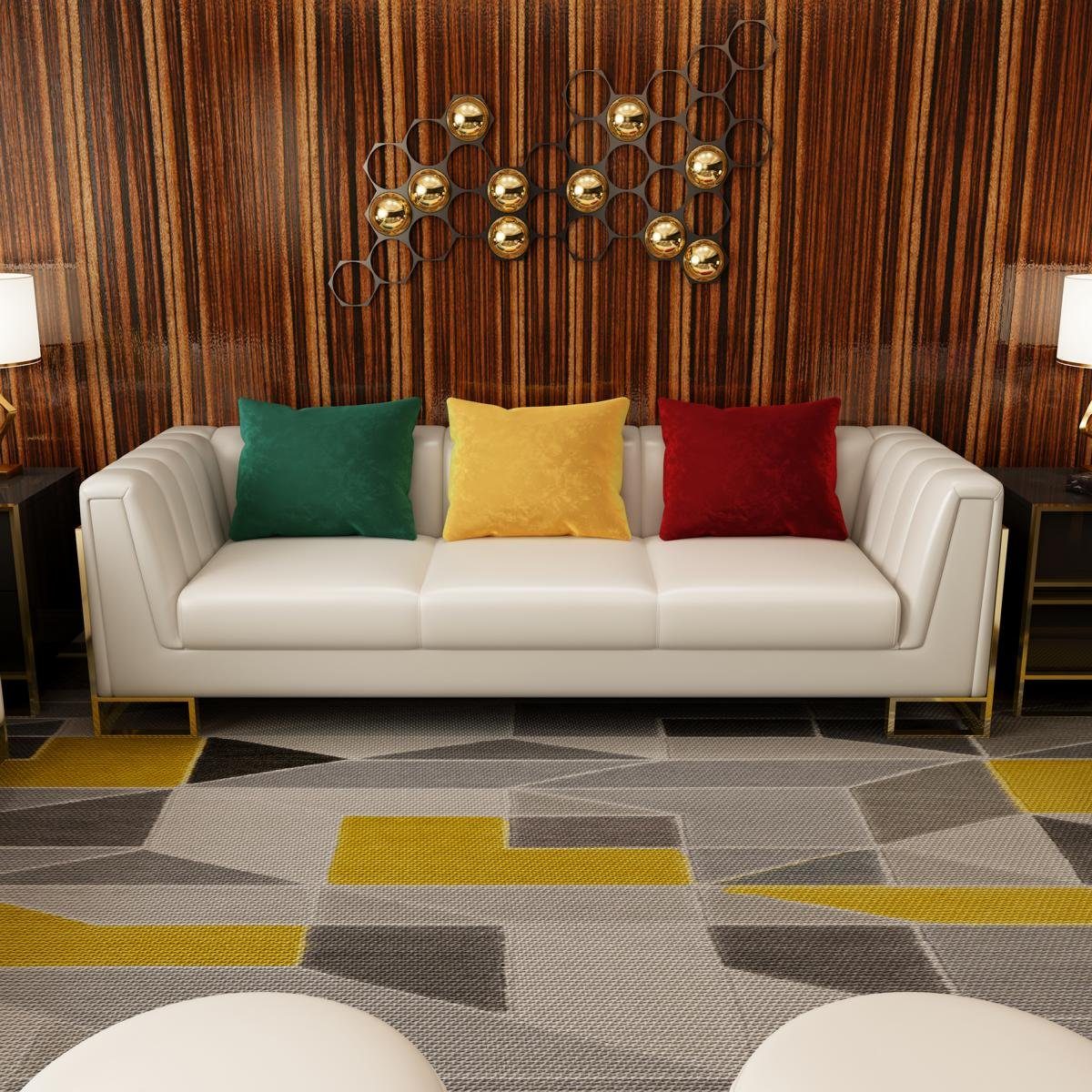 in Europe Sofagarnituren Sofa Made Ledersofa JVmoebel Weiß Design, Sitzer Couch Garnitur 3+2+1