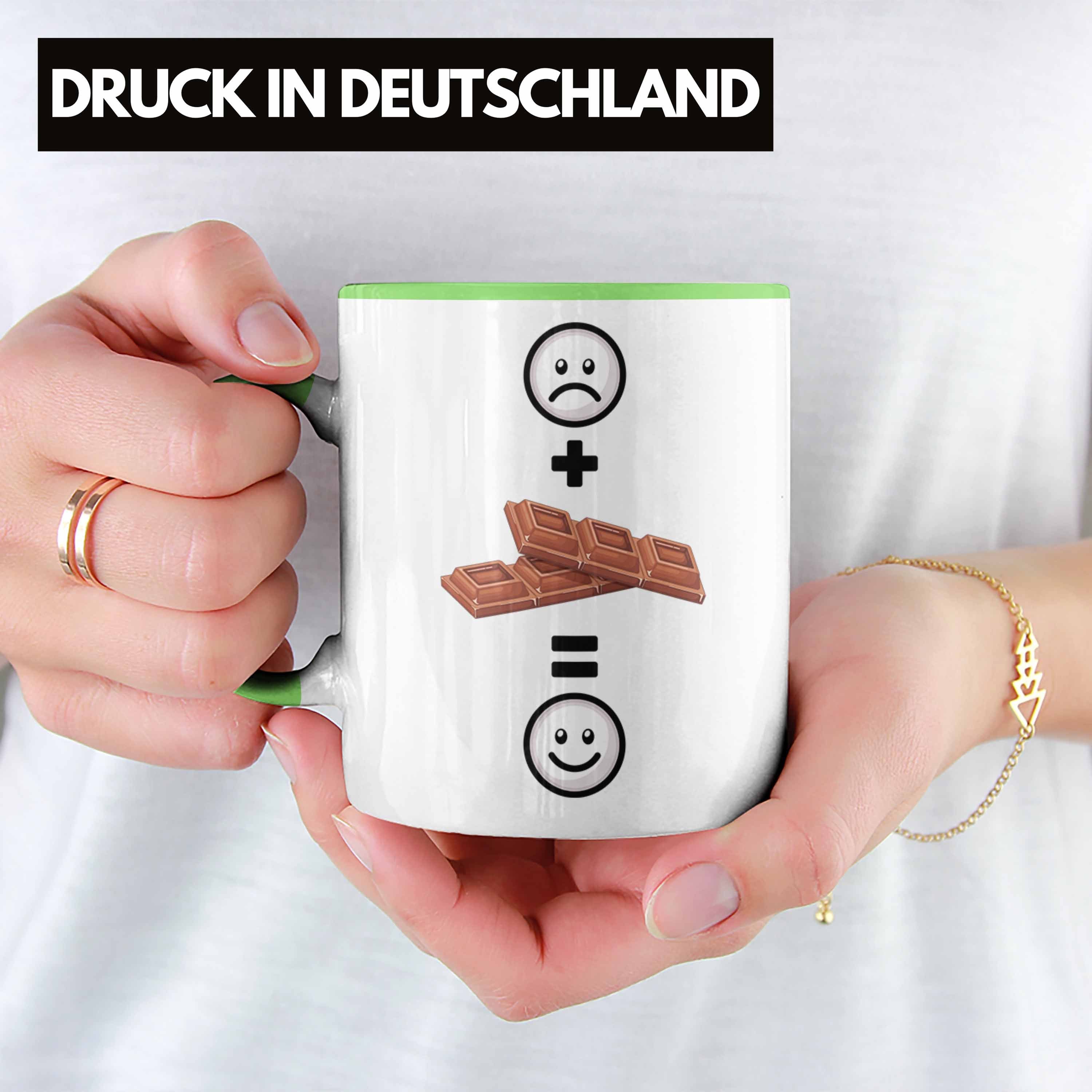 Trendation Tasse Grün Schoko-Liebhaber :( Tasse Lustige Schokolade für Geschenk Geschenkidee