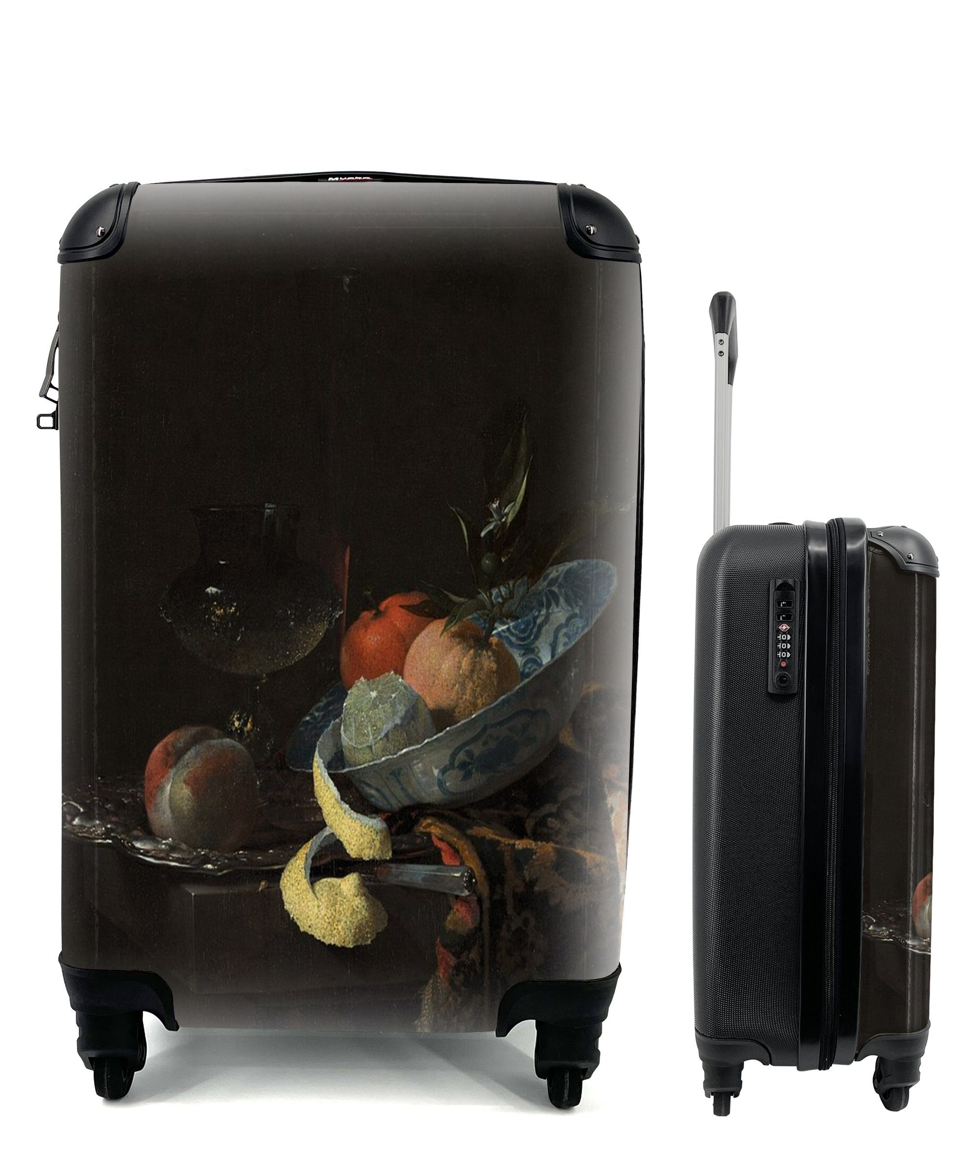 MuchoWow Handgepäckkoffer Stilleben mit einer Ming-Waage - Gemälde von Willem Kalf, 4 Rollen, Reisetasche mit rollen, Handgepäck für Ferien, Trolley, Reisekoffer