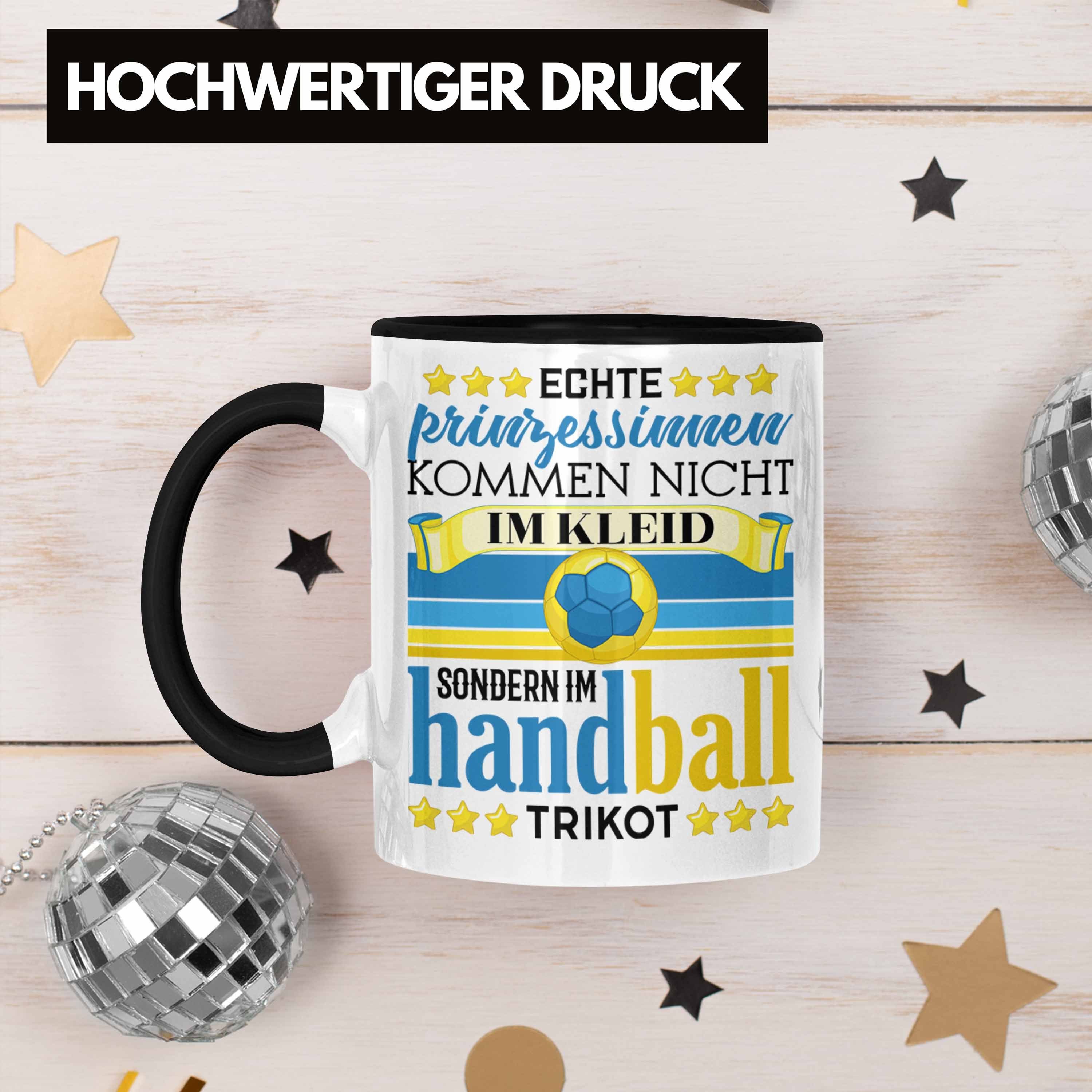 Handball-Spielerin Tasse Geschenkidee Tasse Handball Spruch Geschenk Trendation Frauen Schwarz