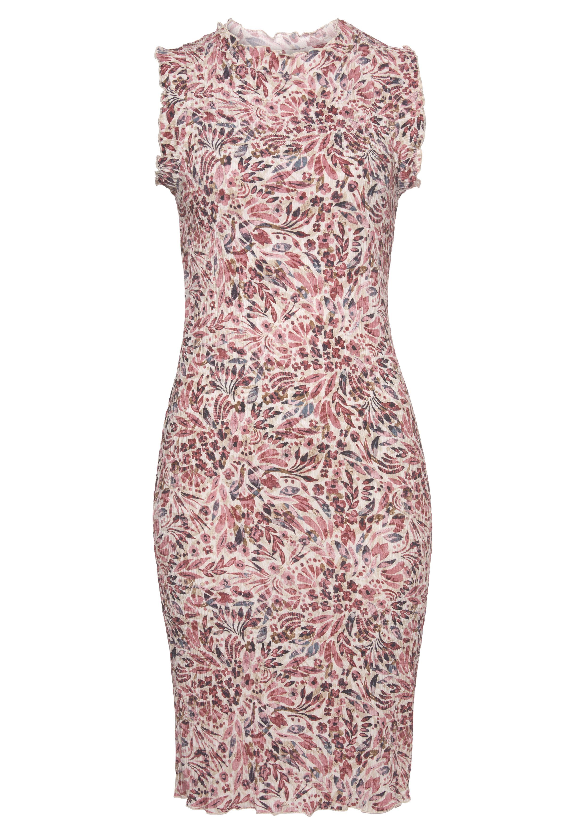 Vivance Druckkleid, aus gekreppter Viskose mit Rüschenkante, figurbetontes günstig online kaufen
