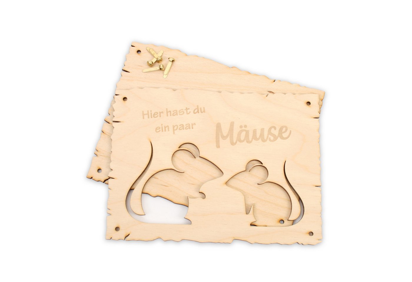 Thumbnail - Kreative Feder Glückwunschkarte „Ein paar Mäuse“ - Glückwunsch-Karte aus Holz für alle Anlässe, Geschenk-Karte für Geldg...