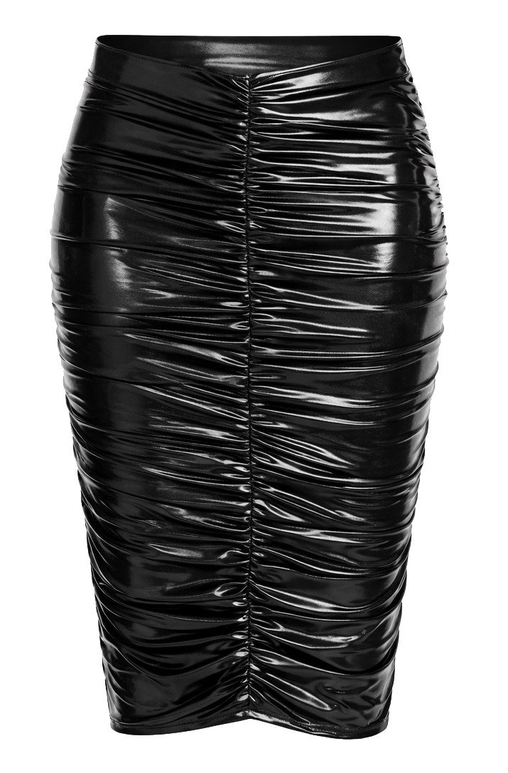 7Heaven Midirock in glänzender Optik mit geraffter Vordernaht