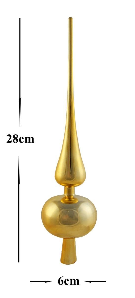 JACK Christbaumschmuck JACK 64x Kunststoff Spitze Gold, inkl Ø6cm Spitze: 28cm + Aufhänger, Christbaumkugeln Gold Kugeln