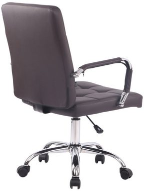 TPFLiving Bürostuhl Deal V1 mit bequemer Rückenlehne - höhenverstellbar und 360° drehbar (Schreibtischstuhl, Drehstuhl, Chefsessel, Bürostuhl XXL), Gestell: Metall chrom - Sitzfläche: Kunstleder braun