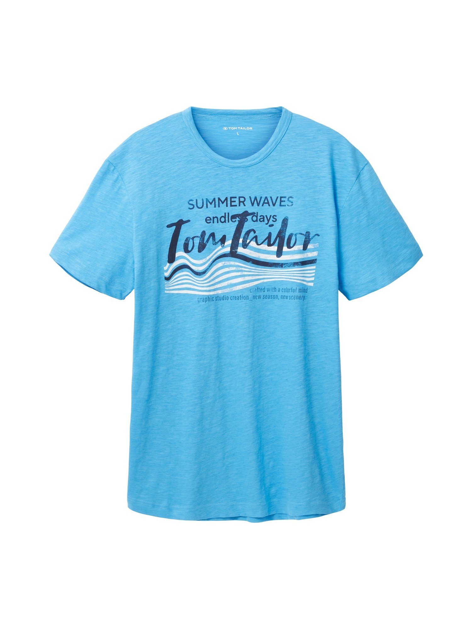 Frontprint blau mit T-Shirt Kurzarmshirt T-Shirt Tailor TOM (1-tlg) TAILOR Tom