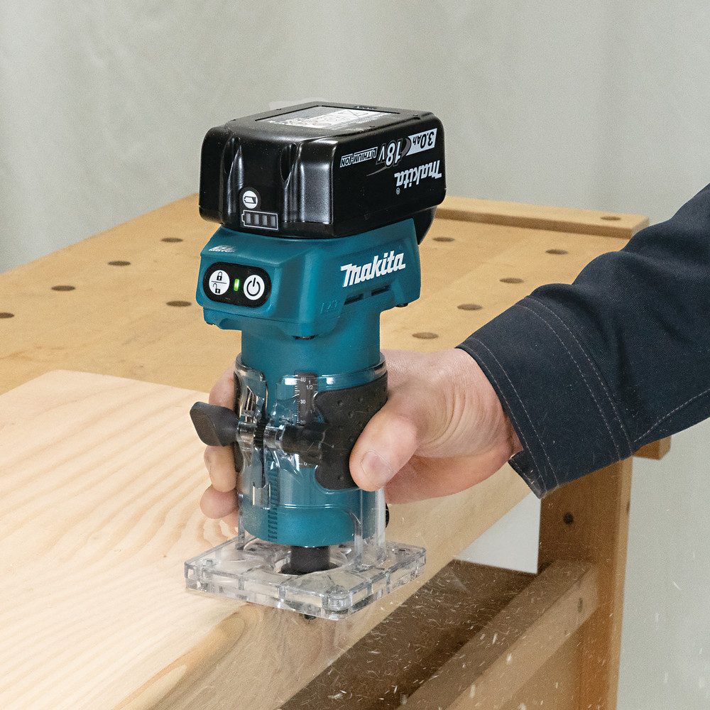 Makita Akku-Fräse Kantenfräser »DRT52Z« 6 mm, 30.000 min⁻¹, ohne Akku und Ladegerät, leichte bürstenlose Akku-Kantenfräse für Tischler und Hobbyhandwerker
