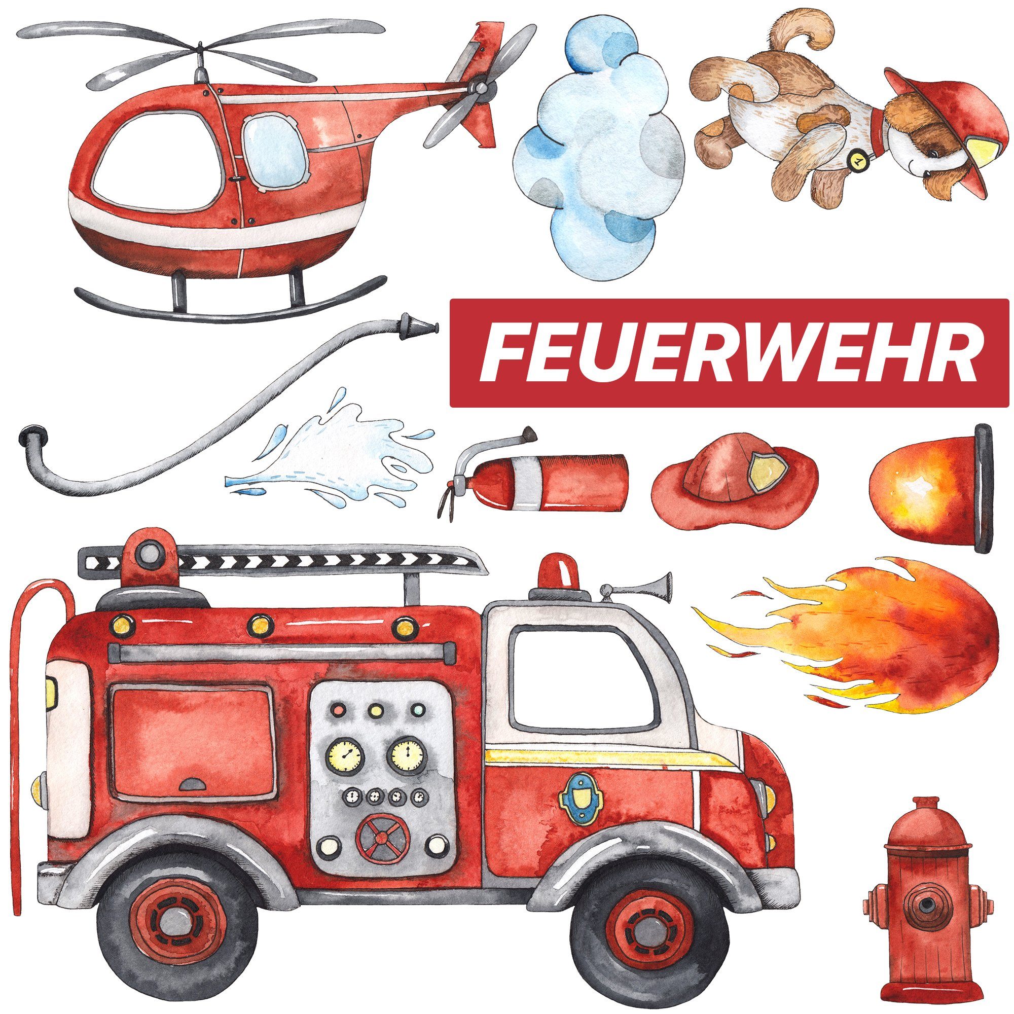 WANDKIND Wandtattoo Feuerwehr Set V246, selbstklebend günstig online kaufen