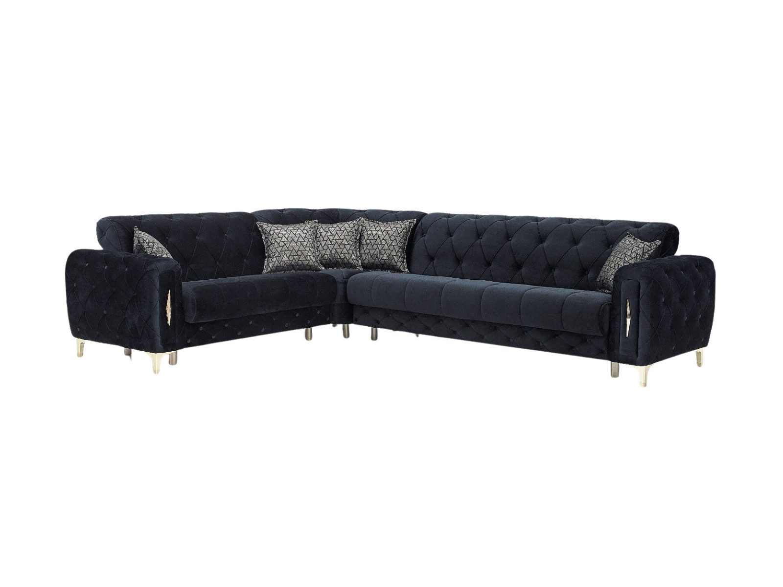 Villa Möbel Ecksofa Patna Schwarz, 1 Teile, mit Stauraum