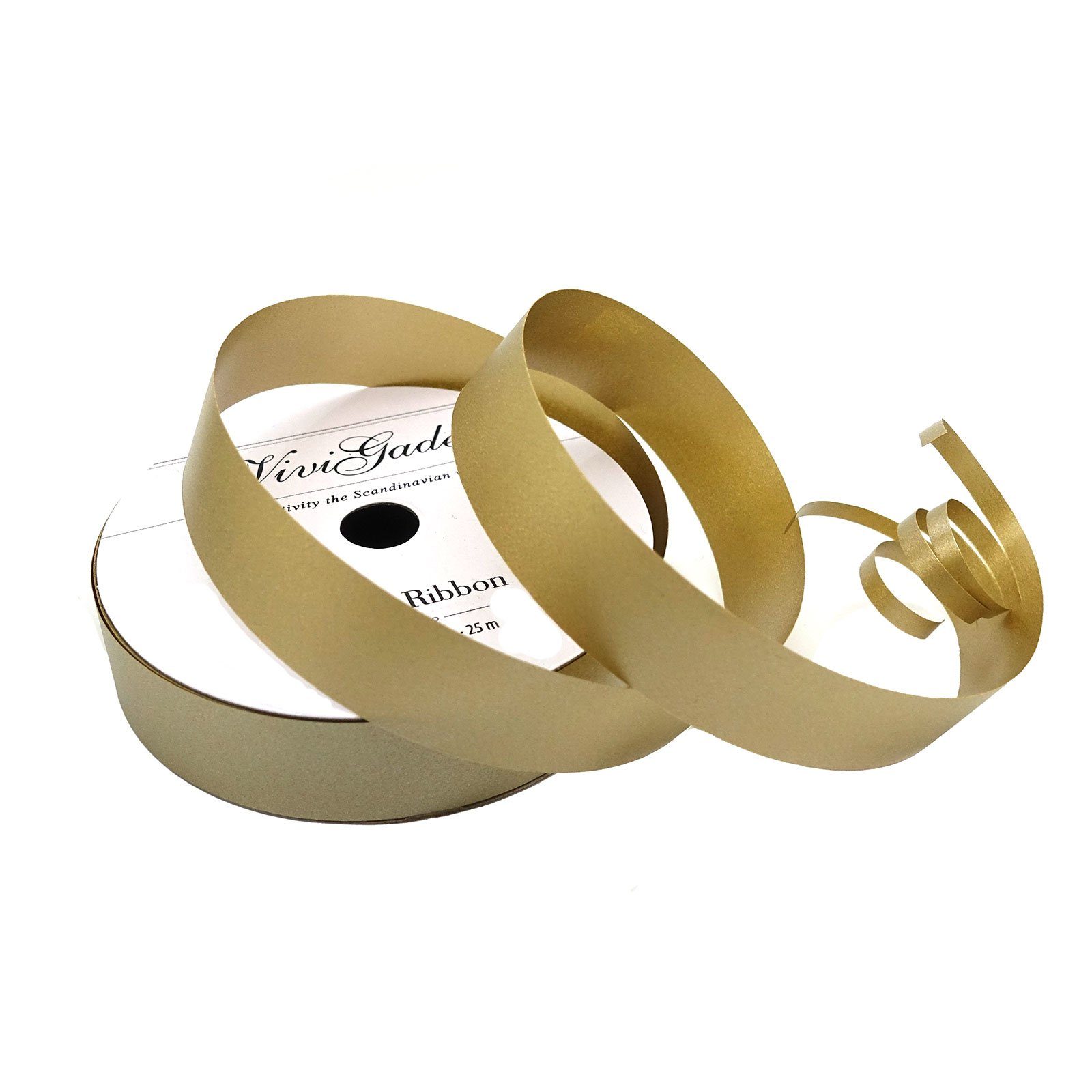maDDma Geschenkband 25m Geschenkband auf Spule 18mm, gold