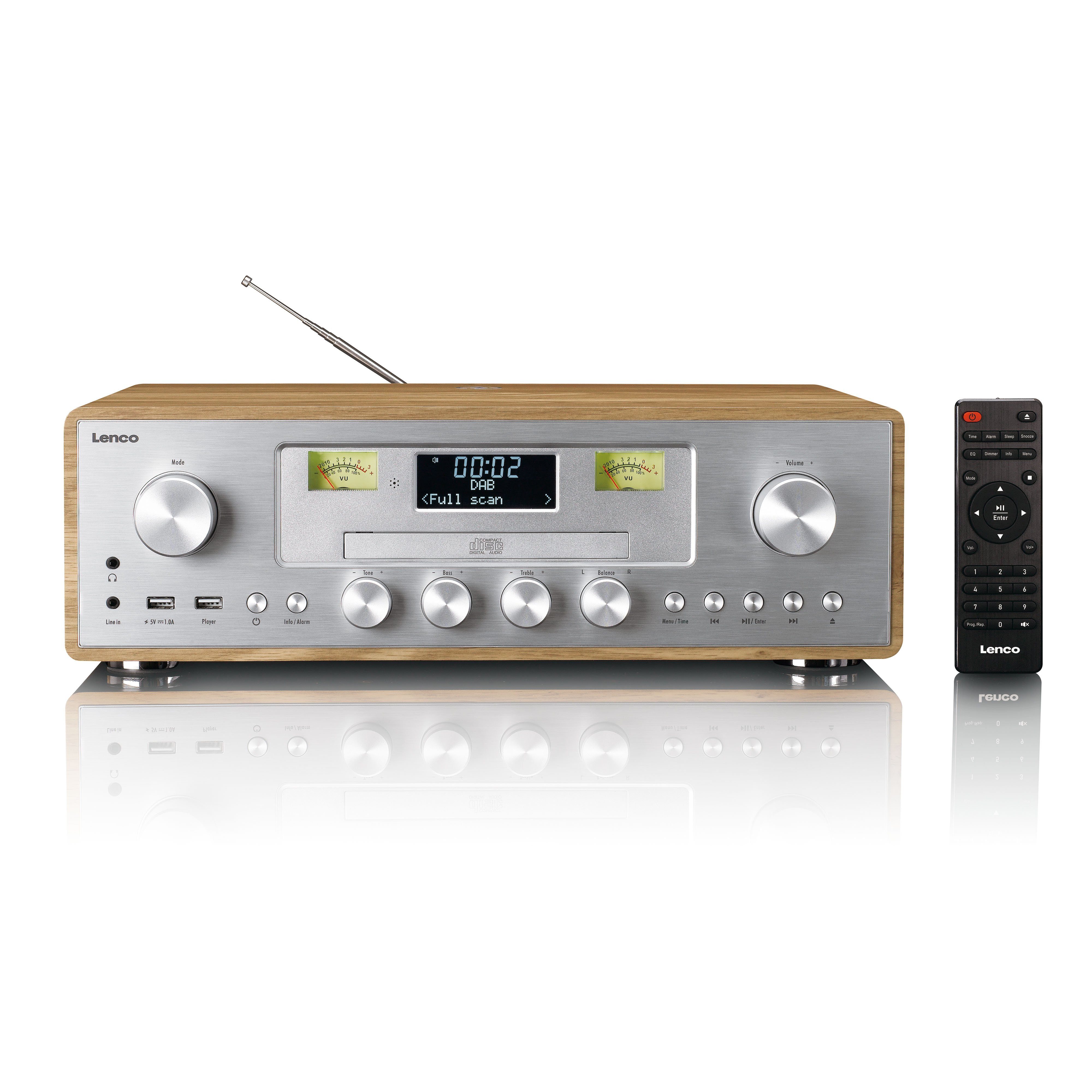 Lenco DAR-281WDSI Radio (DAB+ Radio,Tabelle Radio, Stereo DAB+/FM Radio, 2x 15W, QI-Charging (10W), CD/USB, BT 5.0)