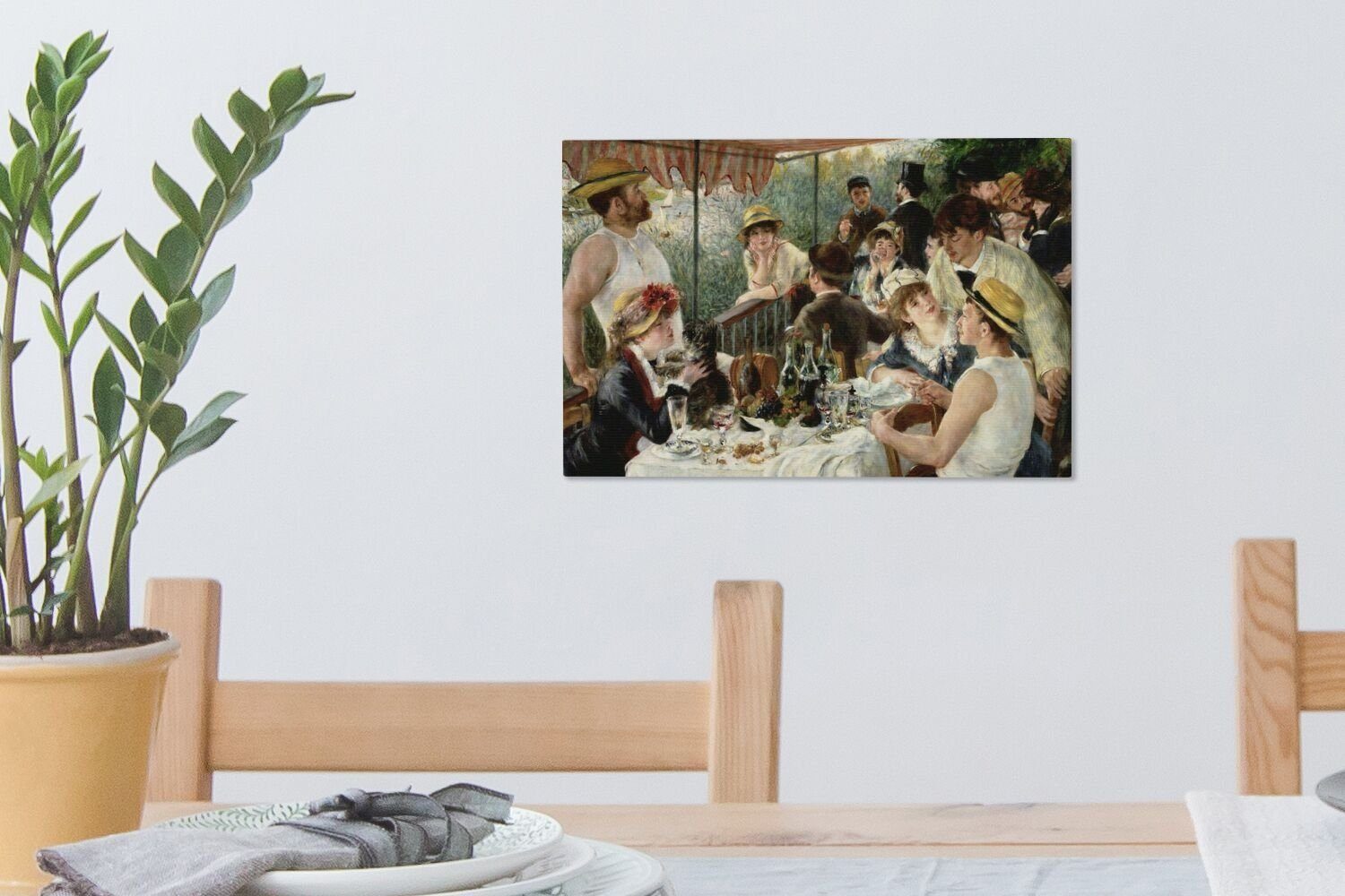 Gemälde der Wanddeko, OneMillionCanvasses® Leinwandbilder, Mittagessen 30x20 Leinwandbild Ruderer (1 Aufhängefertig, Pierre-Auguste Renoir, - cm Wandbild St), von