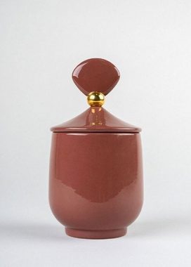 Casa Padrino Teelichthalter Luxus Duftspender Skarabäus Käfer Rot / Gold Ø 11 x H. 21 cm - Runder Porzellan Raumerfrischer mit Deckel - Deko Accessoires - Luxus Qualität