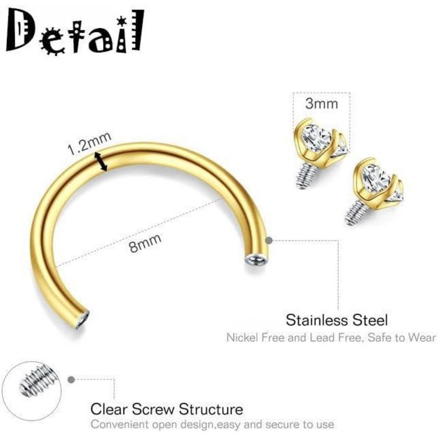MODRSA Piercing-Set 16G Acryl Lippenpiercing Set 9 Stück Chirurgenstahl Tragus Helix