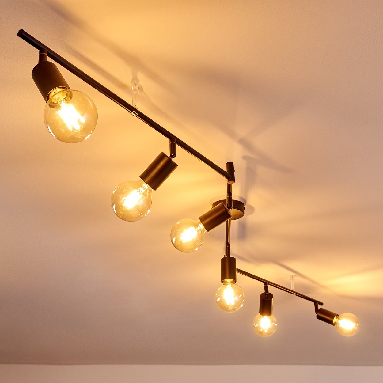 hofstein Deckenleuchte »Agnino« Deckenlampe aus Metall in Schwarz, ohne Leuchtmittel, mit verstellbaren Strahlern, 6xE27, Spot im Retro/Vintage Design – Bild 5 von 5