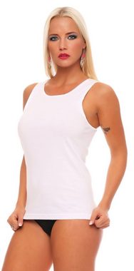 Cocain underwear Unterhemd Damen-Unterhemd weiß 100% Baumwolle Feinripp weich (8-St) ohne Seitennähte