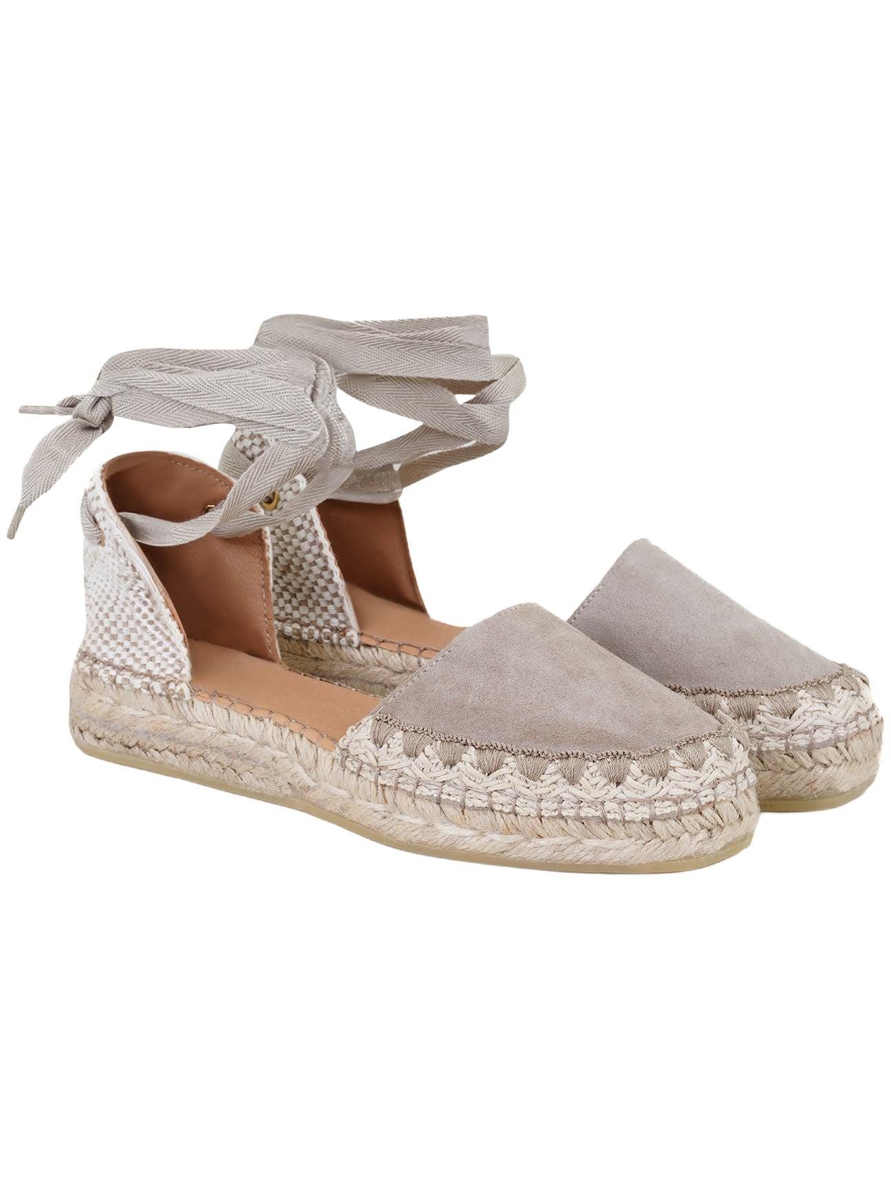 Desa Damen-Espadrilles aus Leder – Flacher Absatz, Synthetiksohle, atmungs Slipper