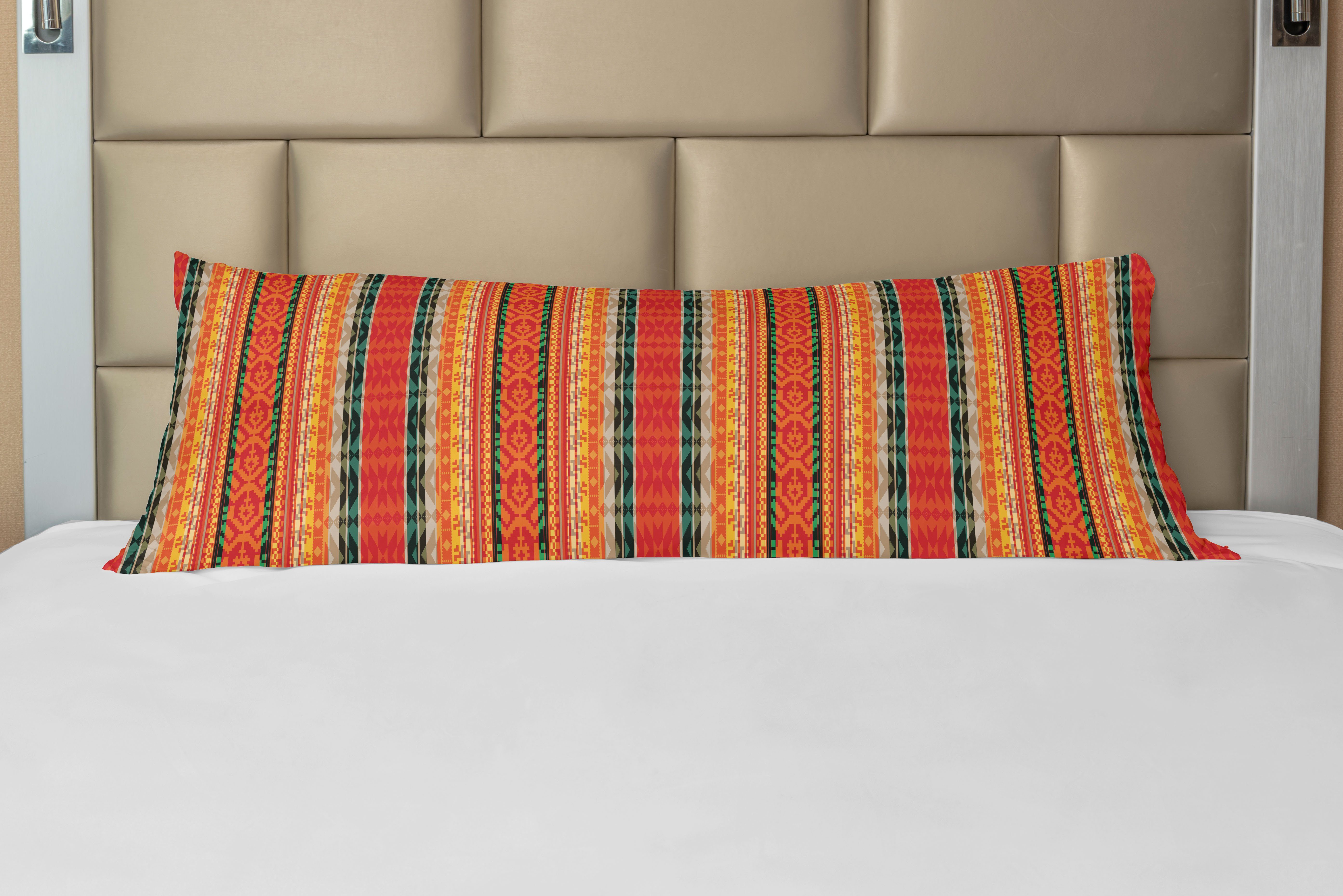 Langer Seitenschläferkissenbezug Stripes Traditional Ethnisch Abakuhaus, Peruvian Deko-Akzent Kissenbezug,