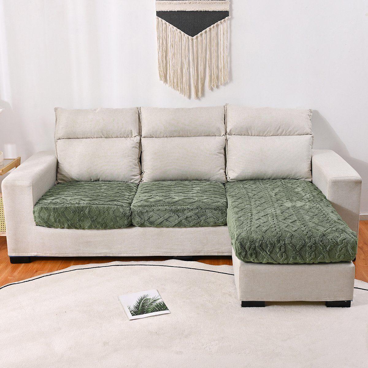 HOMEIDEAS, L elastisch, Form Armeegrün Sofabezug überzug Couch Sofahusse,