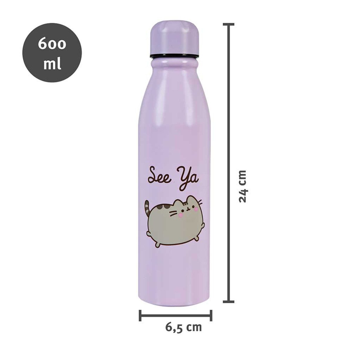 Pusheen Trinkflasche 600 ml Wasserflasche Aluminium Mehrfarbig Schule Freizeit