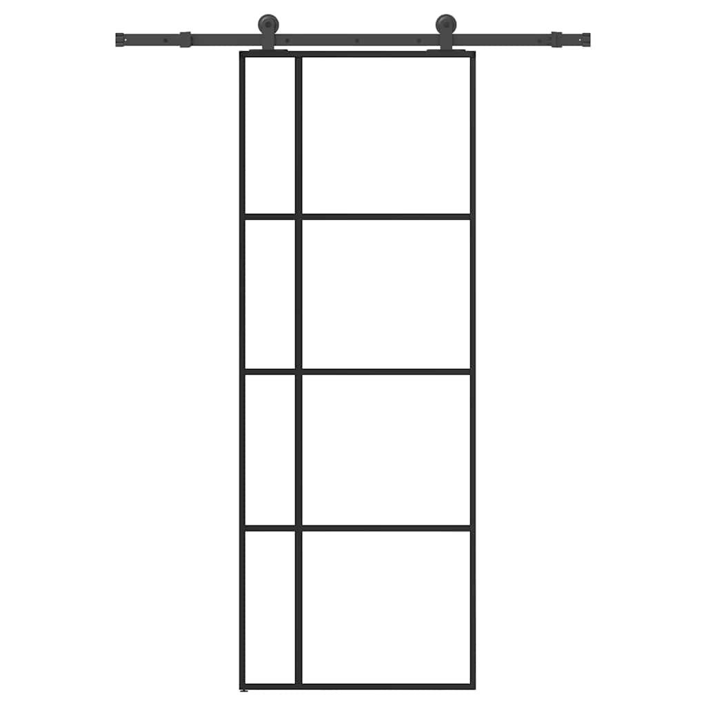 vidaXL Zimmertür 76 x 205 cm 1525 cm Schiebetür mit Beschlag 76x205 cm ESG-Glas Alumin