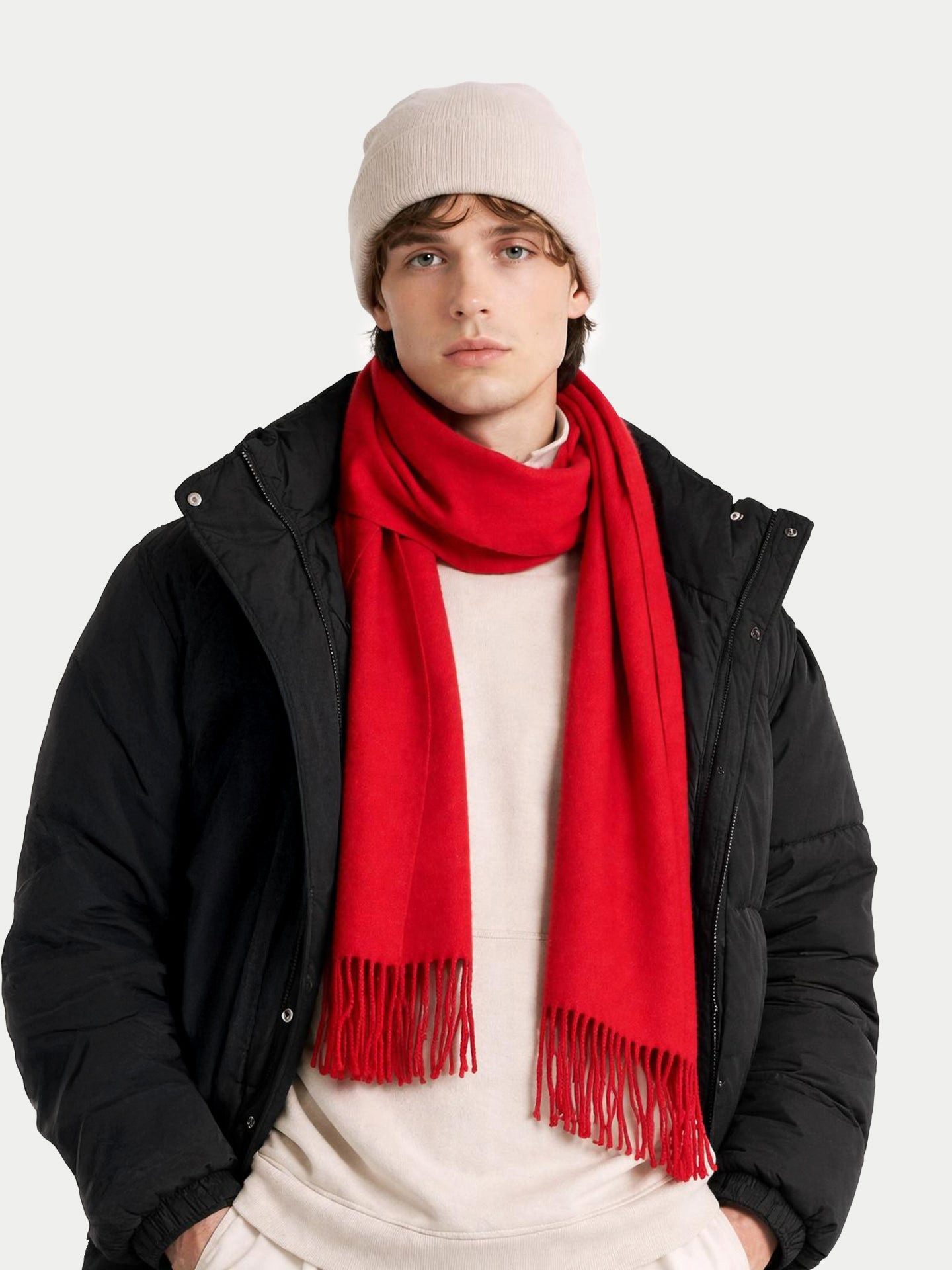 Strickschal Kaschmirschal mit Fransen