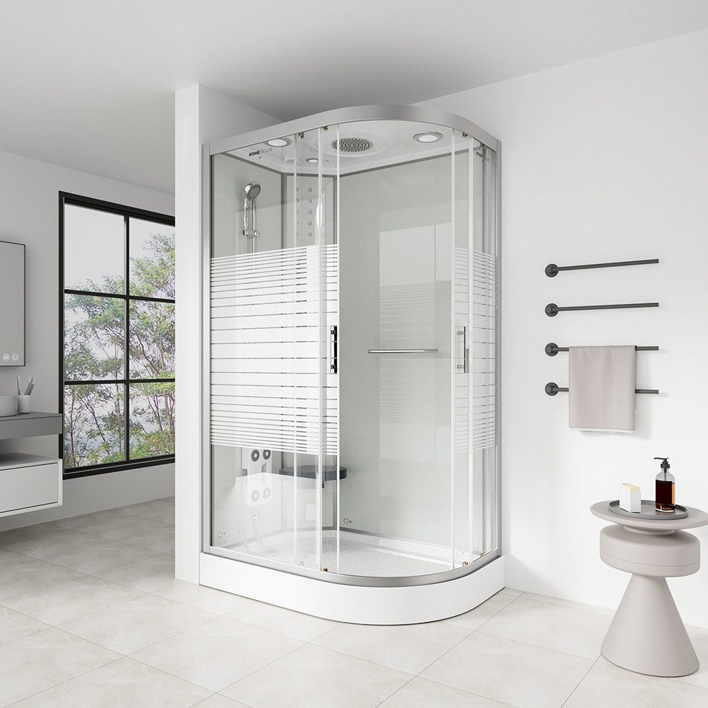 HOME DELUXE Dampfdusche WHITE PEARL - 120 x 80 cm Rechts, BxT: 120x80 cm, ESG Sicherheitsglas, Regendusche, Duschtempel, Fertigdusche, Dusche, Duschkabine Komplett