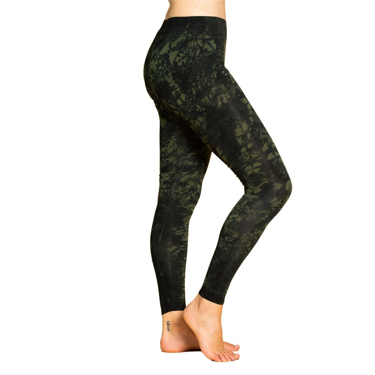 LF02 Sportleggings natürlicher Leggings alternative Hippie Leggings 'Dschungel' aus PANASIAM Yogaleggings Unikat darkgreen Leggings Batik lange Viskose Batik Tiedye