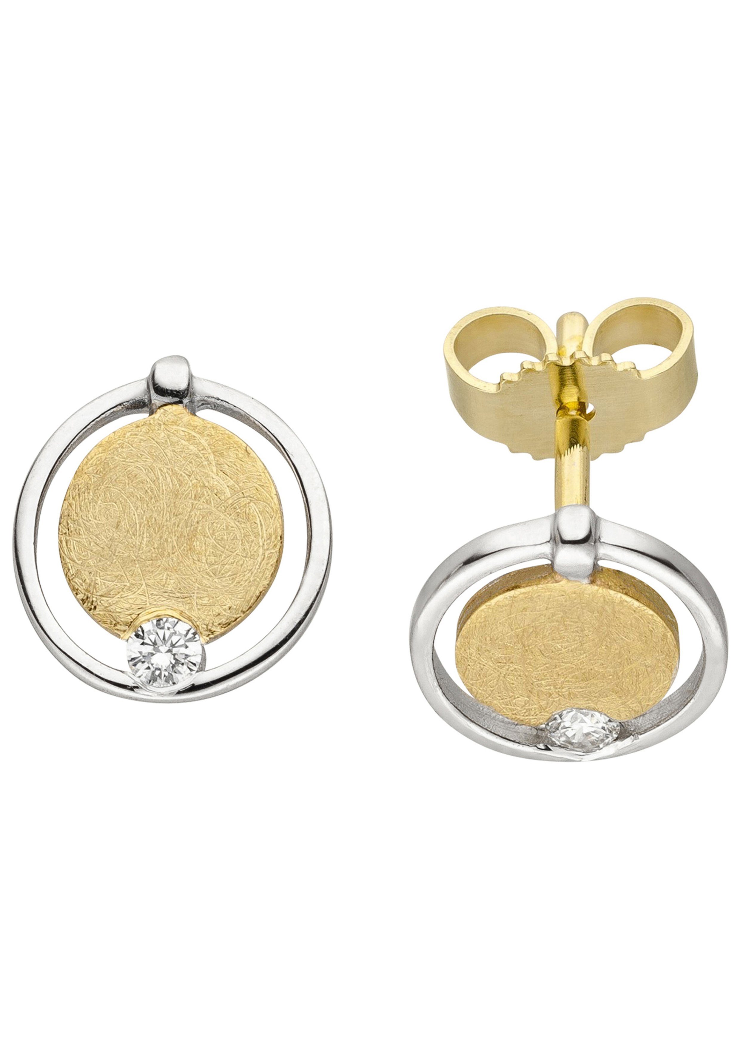 JOBO Paar Ohrstecker, 585 Gold bicolor mit 2 Diamanten