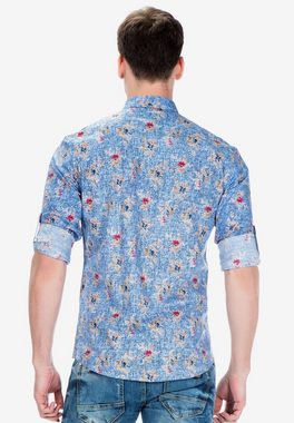 Cipo & Baxx Langarmhemd mit trendigen Blumen-Prints