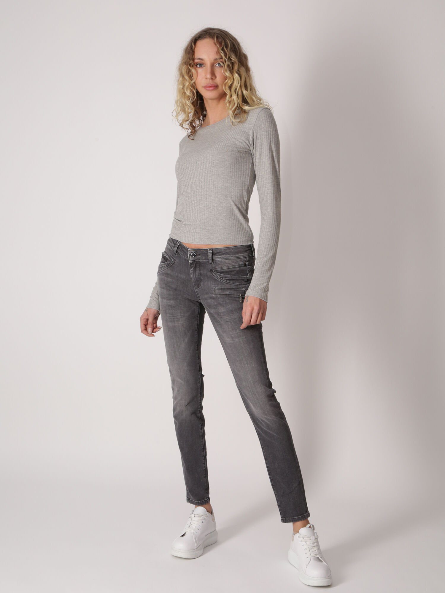figurbetont Florencia of Skinny-fit-Jeans Denim Suzy Grey Mod 8 Miracle