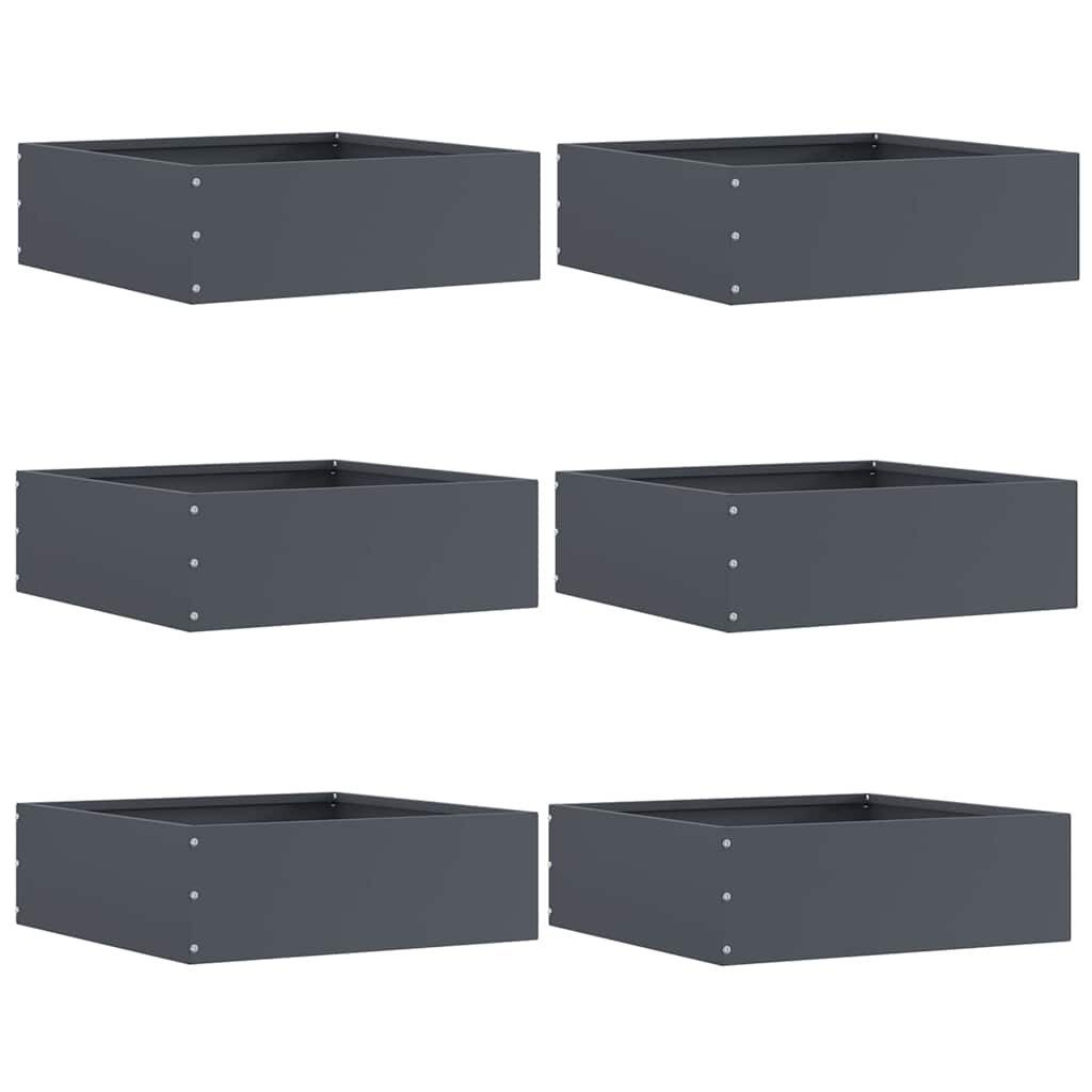 vidaXL Beetumrandung Raseneinfassung 6 Stk. 40 x 40 x 13 cm Stahl Anthrazit