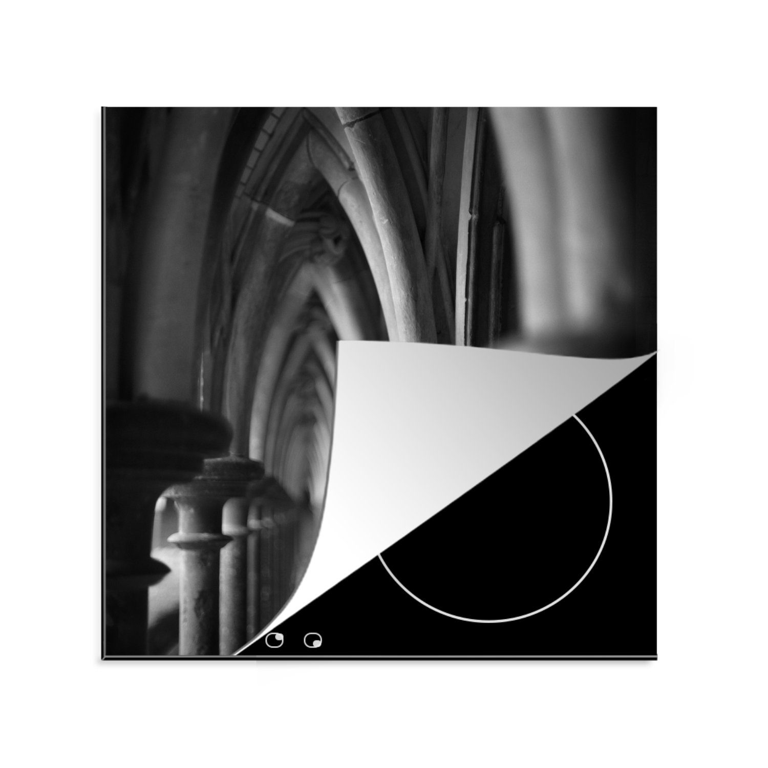 MuchoWow Herdblende-/Abdeckplatte Bogen - Ceranfeldabdeckung, (1 78x78 cm, - Frankreich Architektur - Arbeitsplatte Alt, Vinyl, küche für tlg)