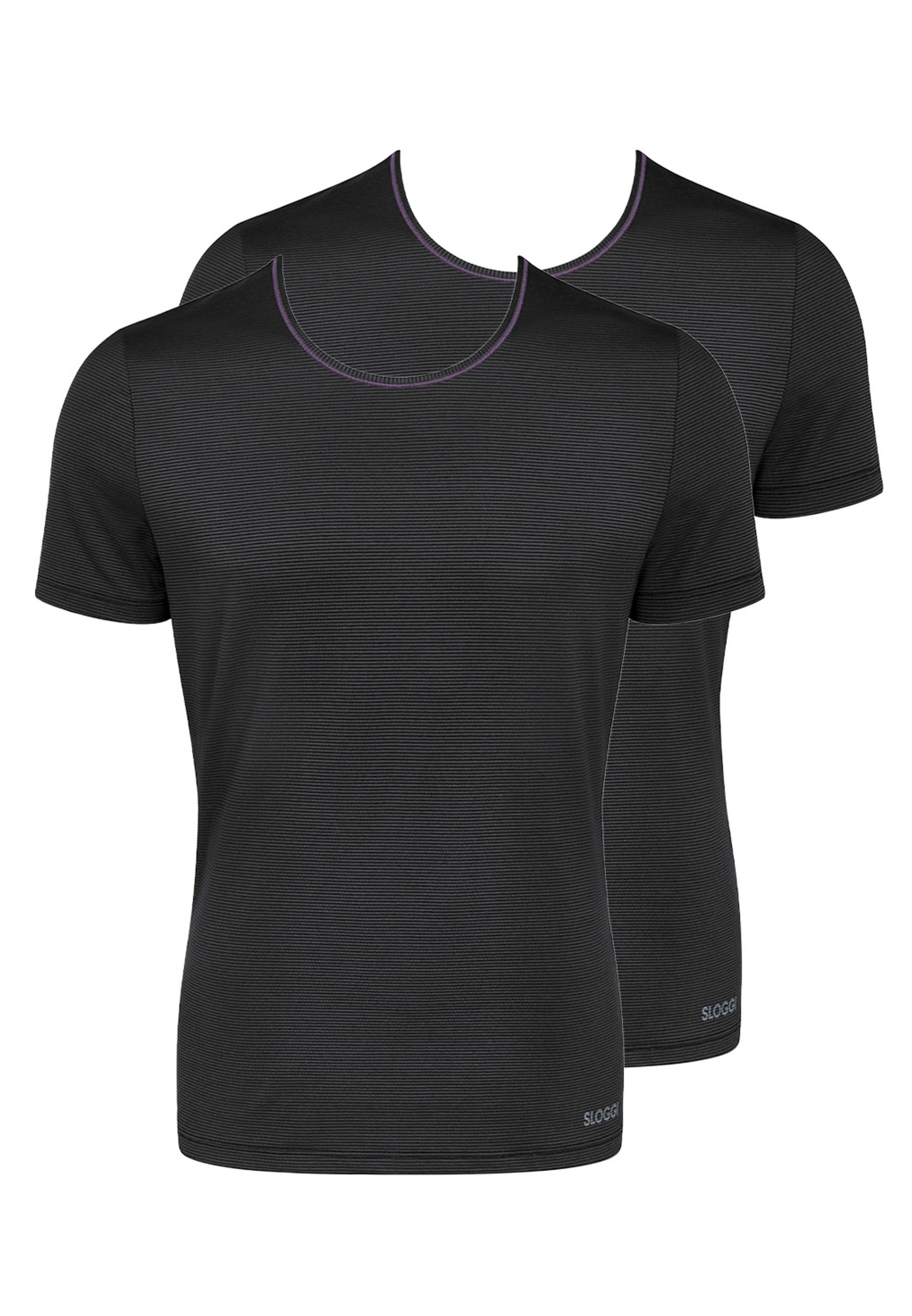 Sloggi Unterhemd 2er Pack Ever Cool (Spar-Set, 2-St) T-Shirt - Baumwolle - Kurzarm Shirt mit Kühl-Effekt Schwarz