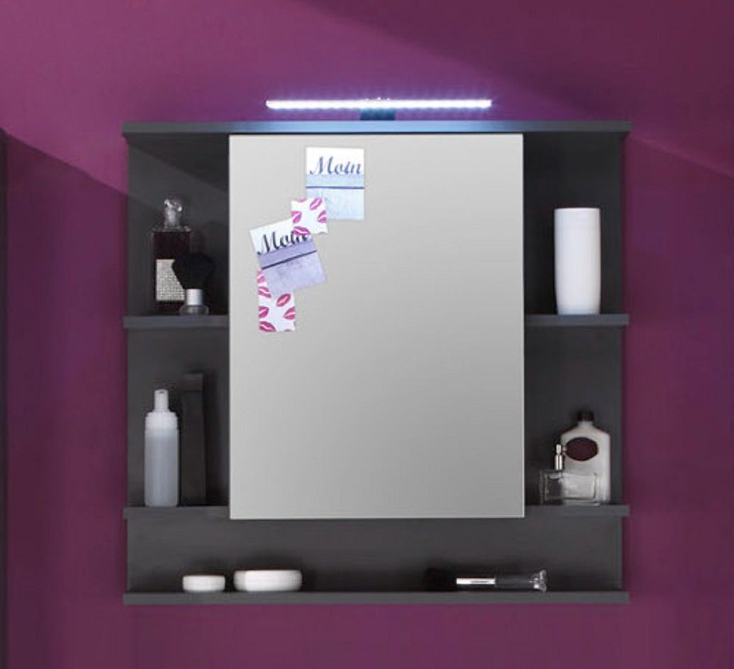 trendteam Badezimmerspiegelschrank Tetis (Spiegelschrank 72x72 cm, grau  Grafit) mit Regalen | Spiegelschränke