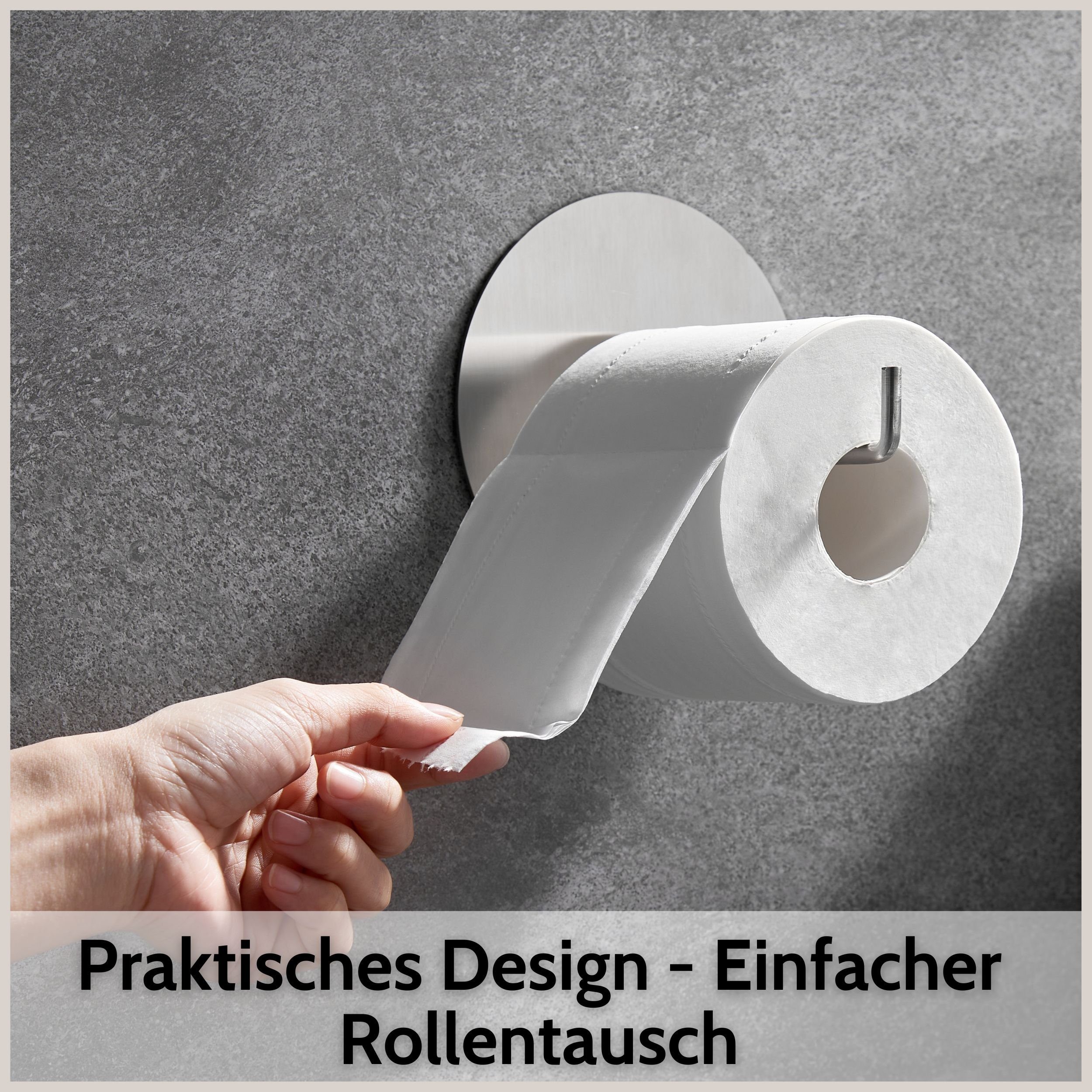 DEKAZIA Toilettenpapierhalter, Rostfreier Bohren, ohne Edelstahl, selbstklebend, Besonderes gebürstet Edelstahl Design