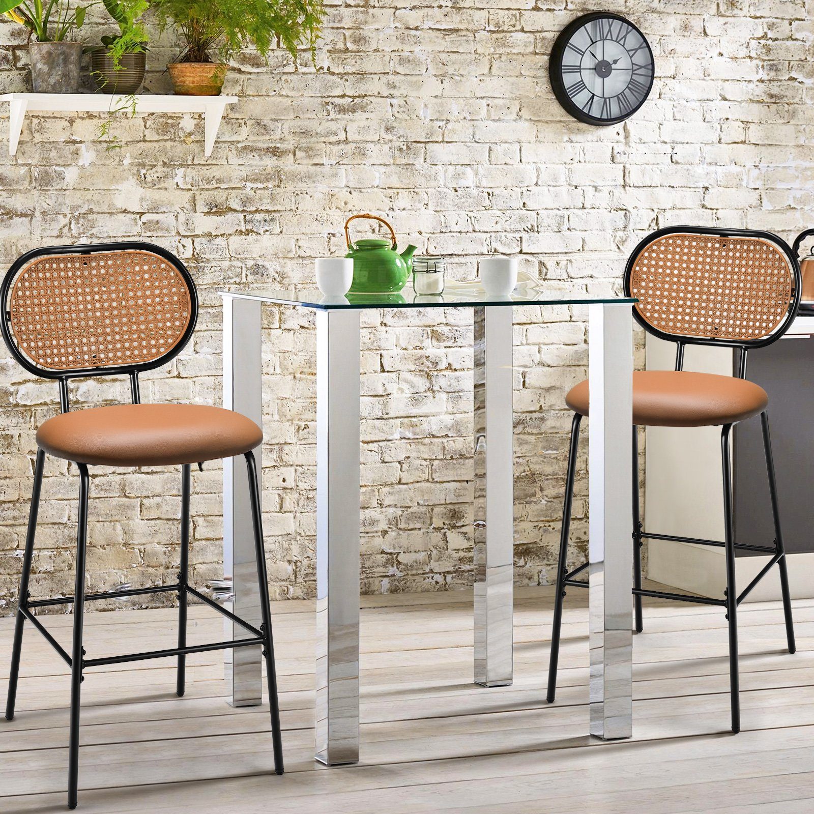 COSTWAY Barhocker (2er Set), mit Lehne günstig online kaufen