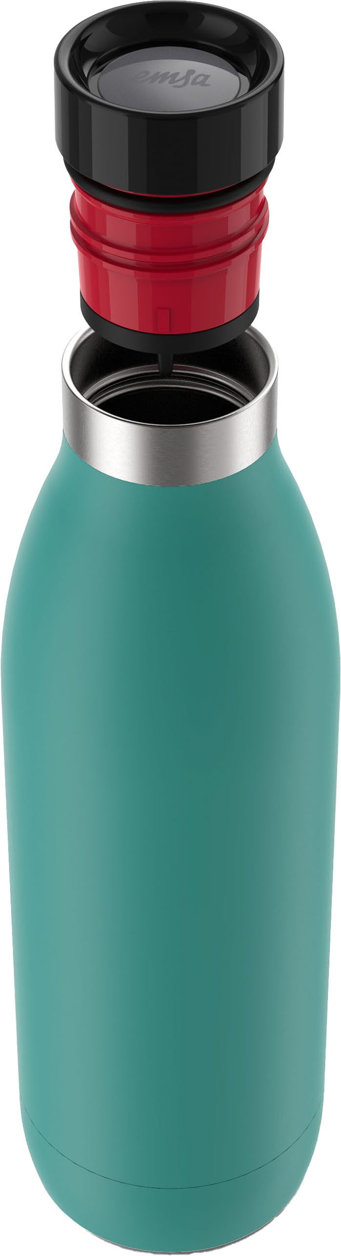 Emsa Isolierflasche Trinkflasche Bludrop, 1 Liter, auslaufsicher, 360°-rundum-Trinköffnung, 40 h kalt, 20 h warm