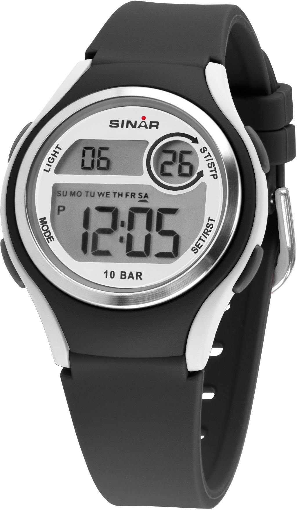 SINAR Quarzuhr XE-64-1, Armbanduhr, Damenuhr, digital, Datum