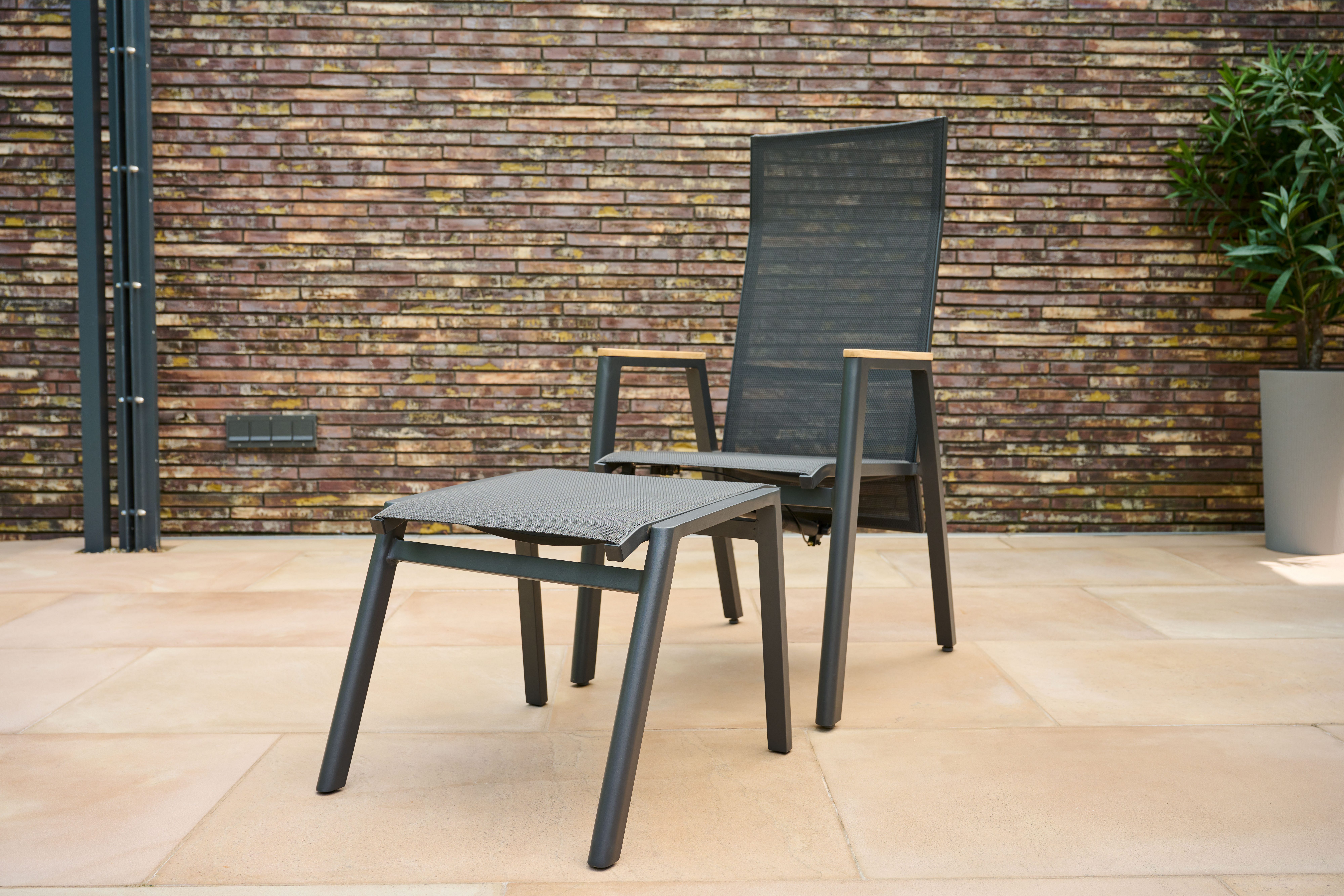 Siena Garden Hocker BOLOGNA, Aluminiumgestell, Ranotex® Bezug, Dining Hocker anthrazit/grau