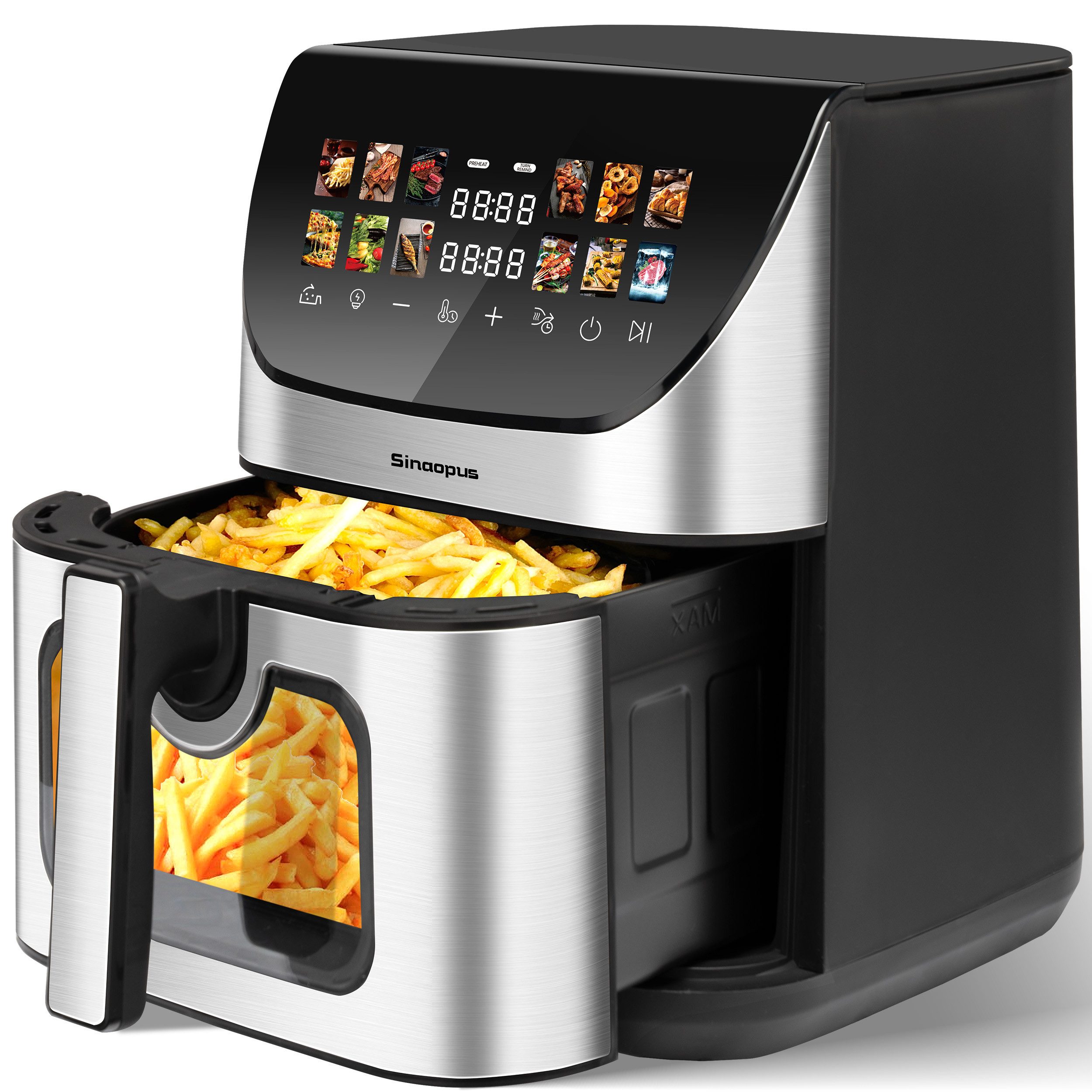 Leawin Heißluftfritteuse 8,5 L – LED-XL Airfryer mit Sichtfenster & Farb‐Display, 1800 W, Moderne Technik trifft auf gesunde Küche: effizient, einfach, lecker