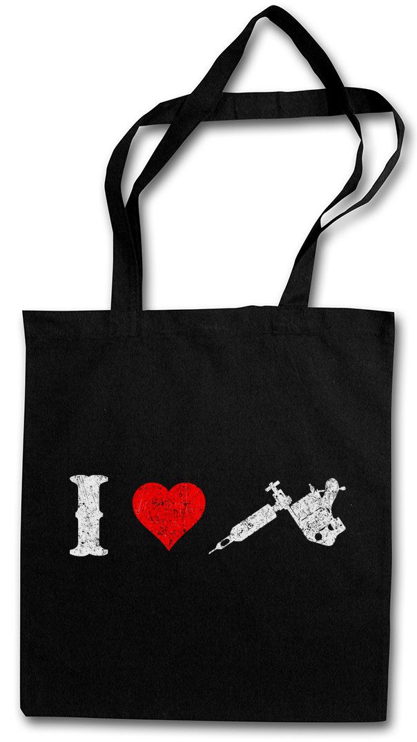 Beuteltasche I Love Tattoo Machine Stofftasche Studio Gun Maschine Artist Art