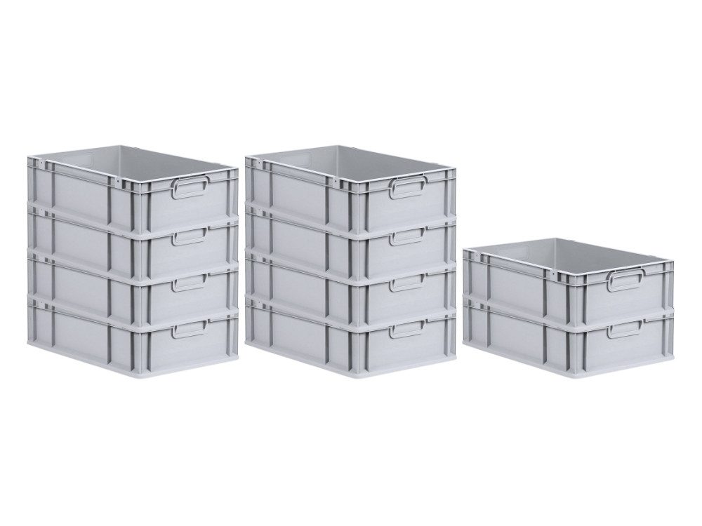PROREGAL® Stapelbox SparSet Eurobox NextGen Economy/geschlossen, Grau, 3-16 Stück (10 St)