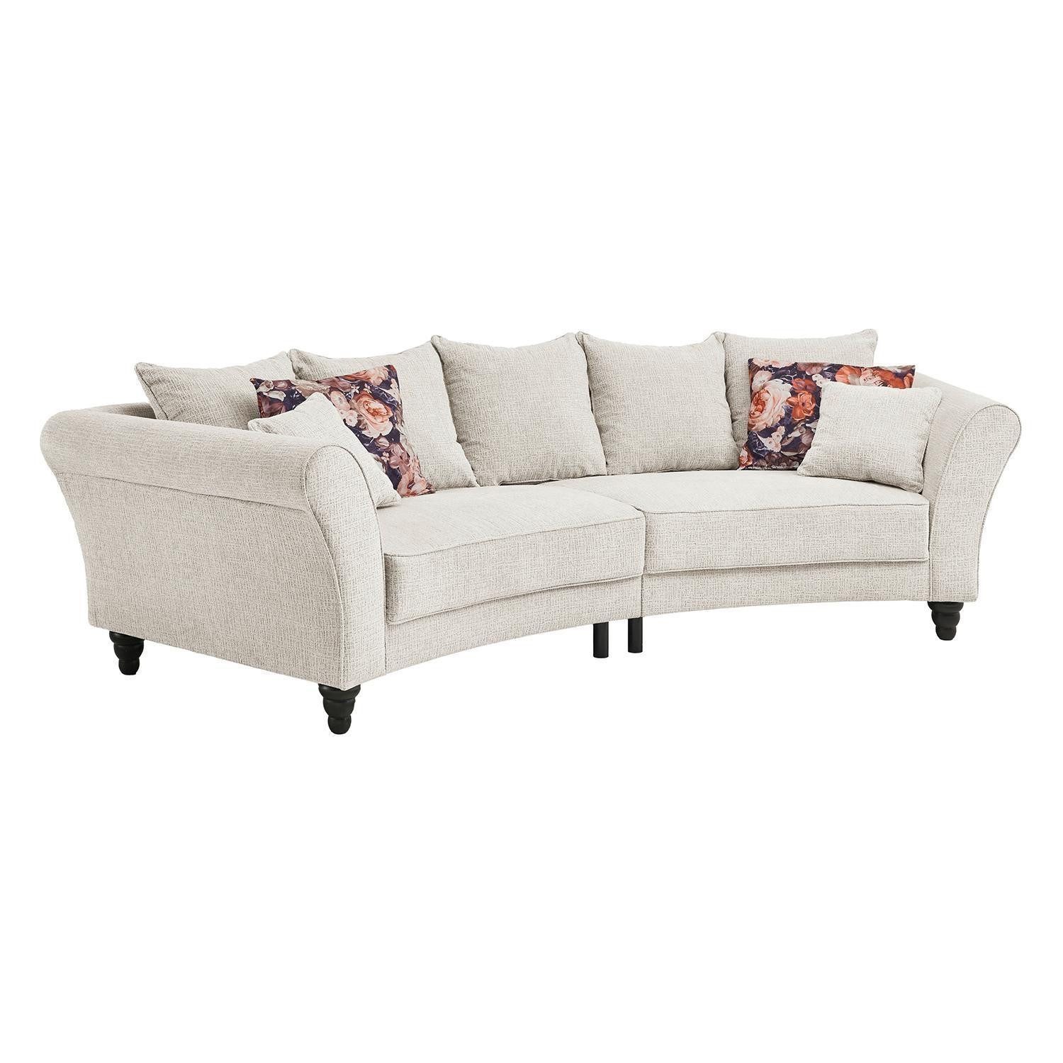 Big-Sofa CHARLOTTE, Beige, Webstoff, mit Kissen, B 338 x H 77 x T 108 cm