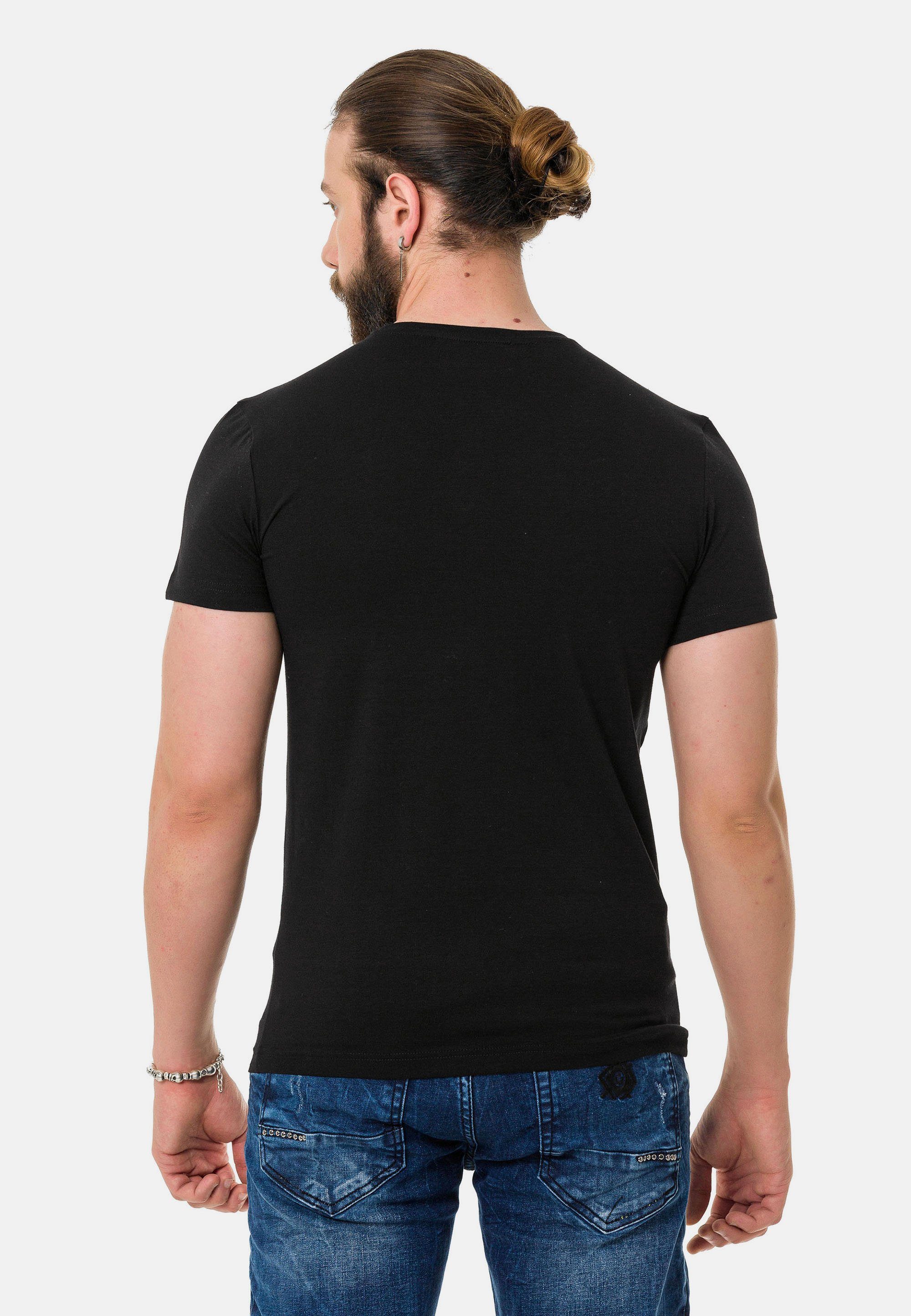 Cipo & mit T-Shirt schwarz Baxx großem Money-Frontprint