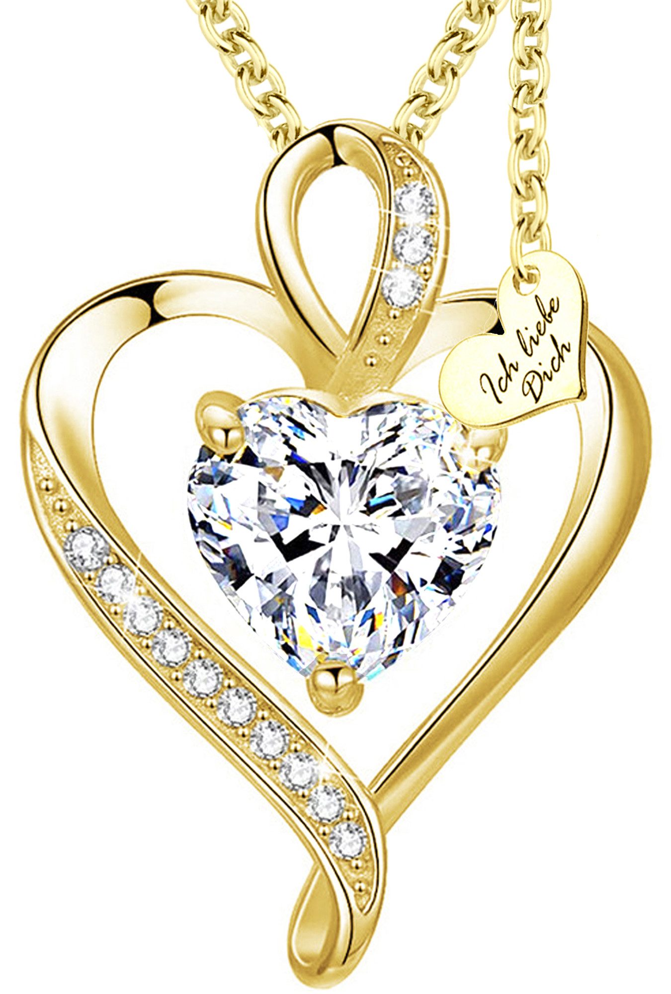 Limana Herzkette 925 Silber Damen Kette mit Herz Anhänger gold Goldkette ve günstig online kaufen