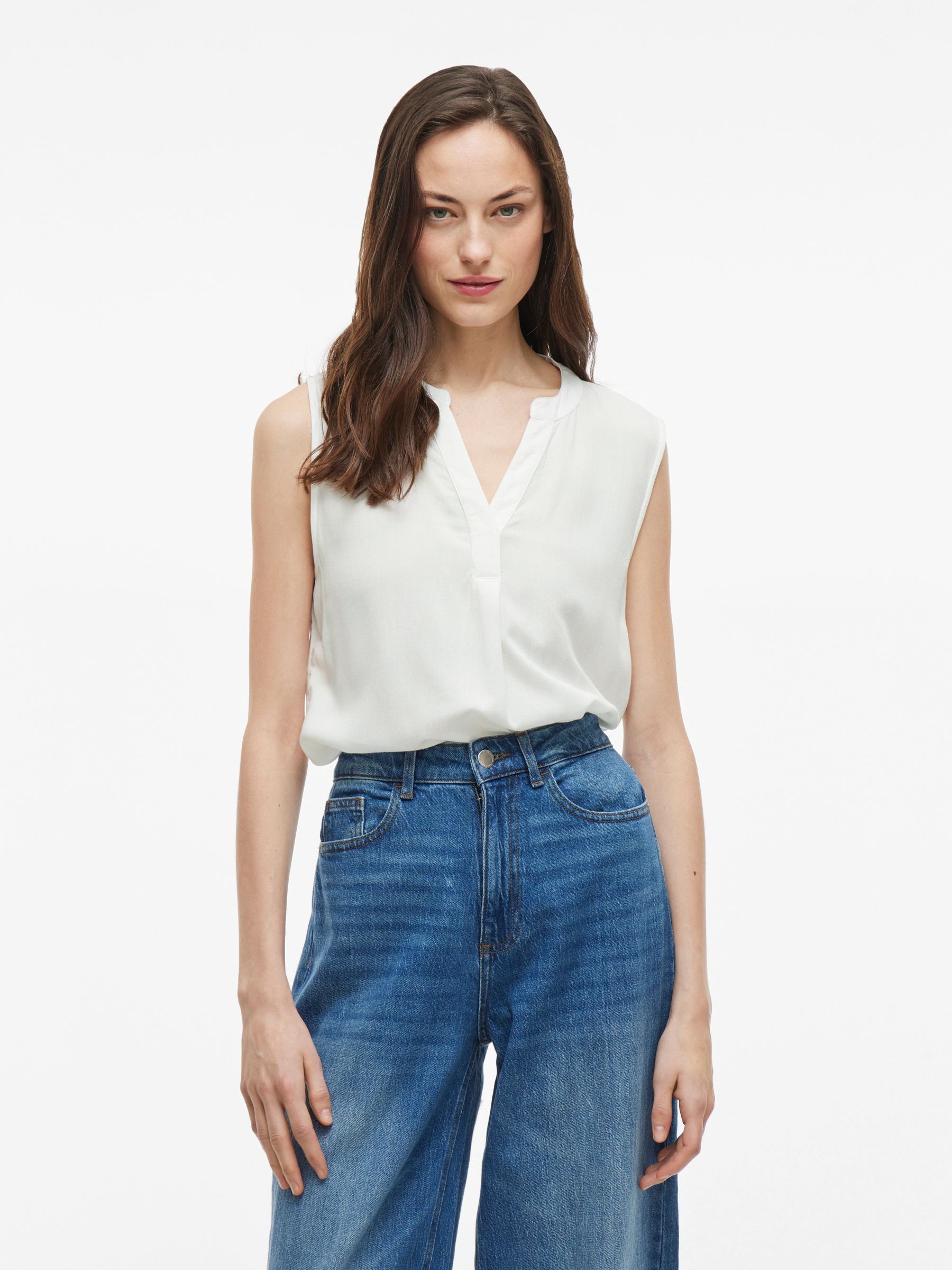 Vila Blusenshirt Ärmellose mit V-Ausschnitt und Kragen VIROSA V-NECK S/L TO günstig online kaufen