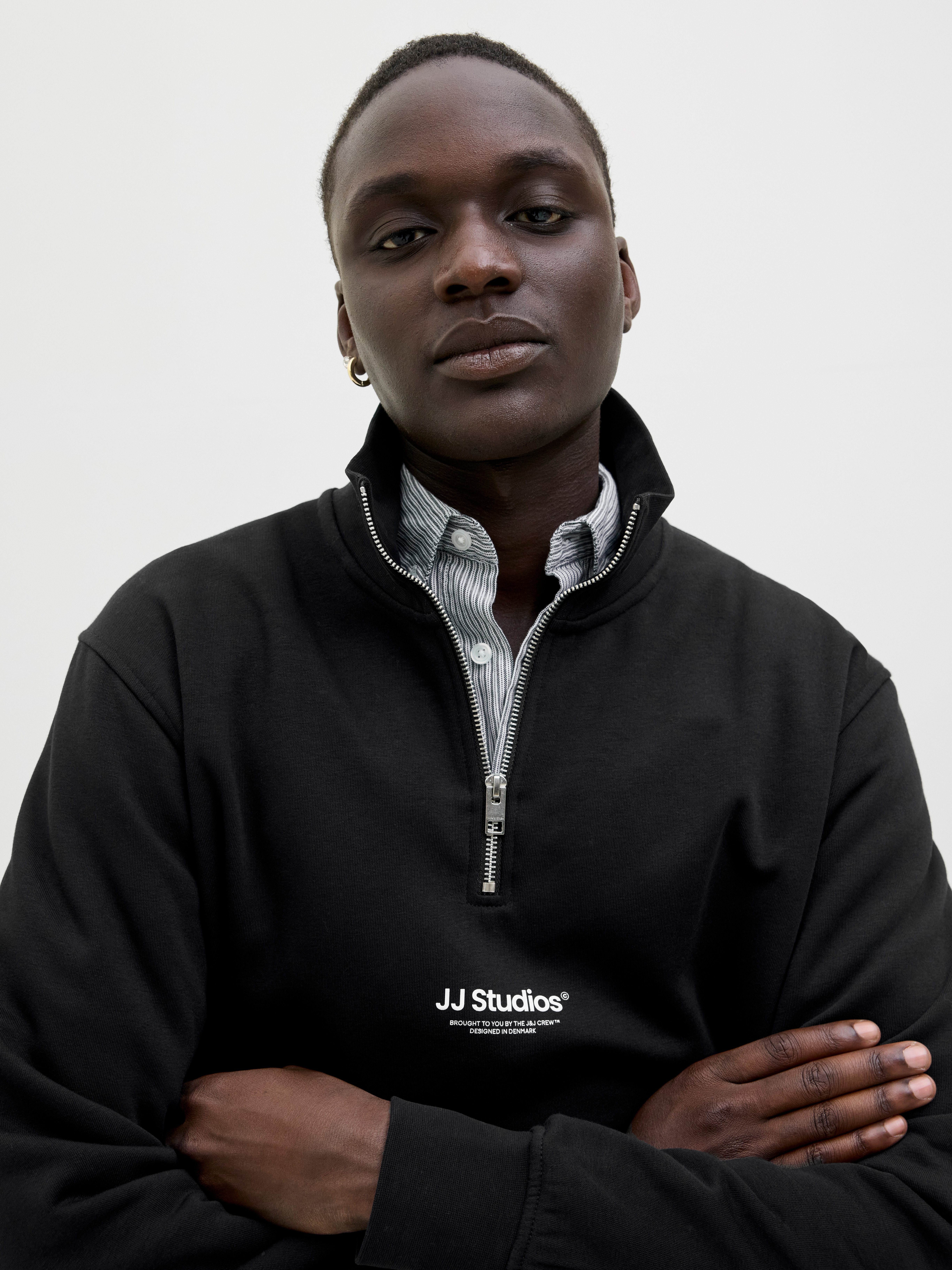 Jack & Jones Sweatshirt JJESOHO SWEAT QUARTER ZIP HN NOOS mit Print